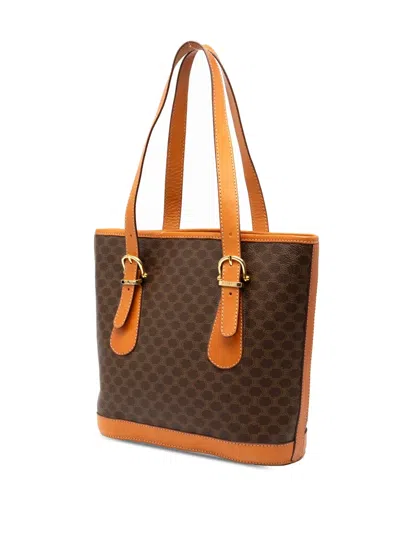 Pre-owned Celine 1992 Macadam Coated Canvas Shoulder Bag In Brown