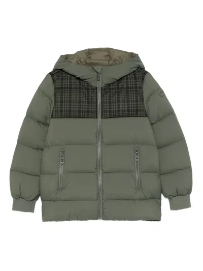 Colmar Check Hooded Padded Jacket In Green