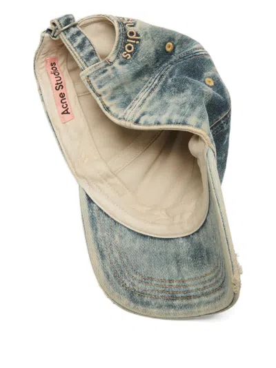 Acne Studios Denim Logo Cap In Multi