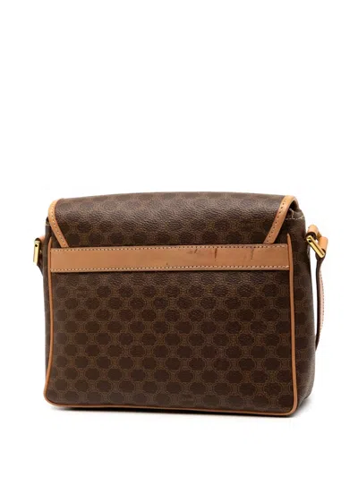 Pre-owned Celine 2014 Macadam Coated Canvas Crossbody Bag In Brown