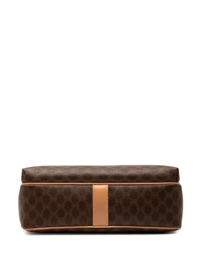 Pre-owned Celine 2014 Macadam Coated Canvas Crossbody Bag In Brown