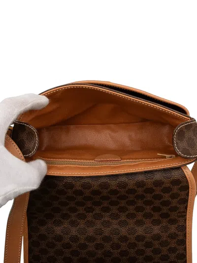 Pre-owned Celine 2014 Macadam Coated Canvas Crossbody Bag In Brown