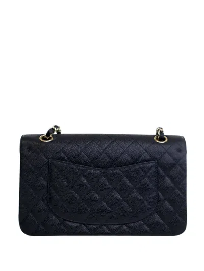 Pre-owned Chanel 2002-2003 Medium Classic Caviar Double Flap Shoulder Bag In Blue