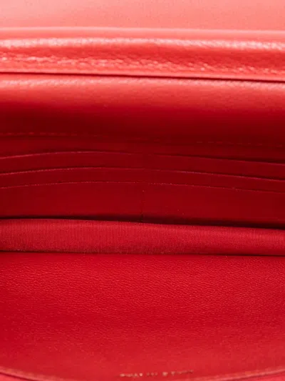 Pre-owned Chanel 2016-2017 Quilted Goatskin Diagonal Wallet On Chain Crossbody Bag In Red