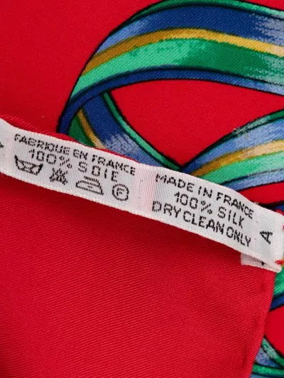 Pre-owned Hermes 20th Century Les Rubans Du Cheval Silk Scarf Scarves In White