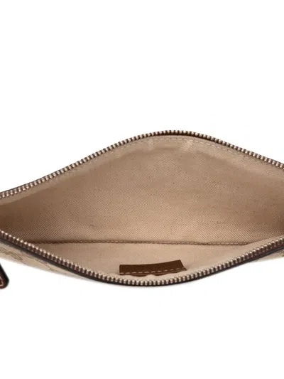 Pre-owned Gucci 2000-2015 Gg Canvas Wristlet Pouch In Brown