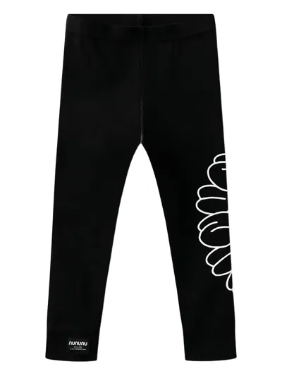 Nununu Elasticated Floral Track Pants In Black