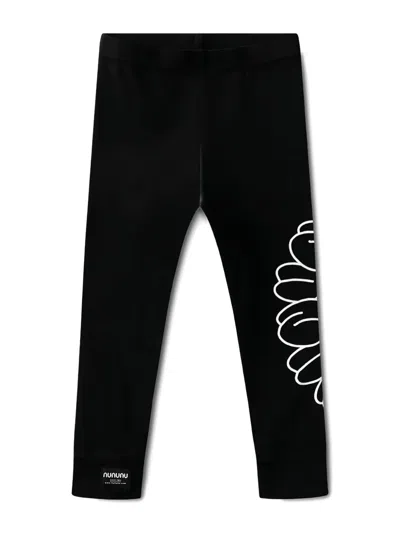 Nununu Elasticated Floral Track Pants In Black