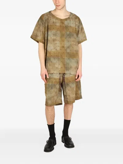 Needles Textured Brown Boxy Fit T-shirt In Brown