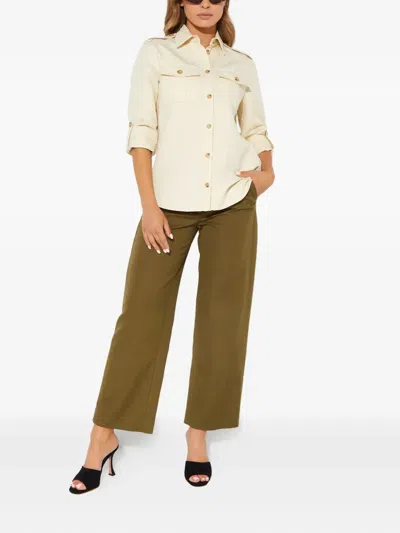 Fay Logo-embroidered Buttoned Shirt In Neutral