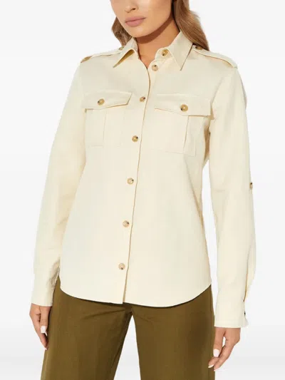 Fay Logo-embroidered Buttoned Shirt In Neutral