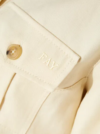 Fay Logo-embroidered Buttoned Shirt In Neutral