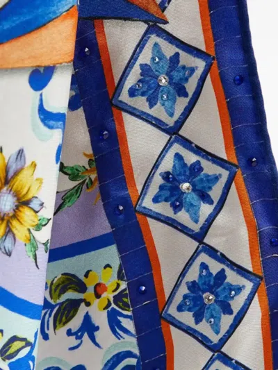 Camilla Patterned Silk Scarf In Brown