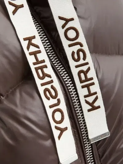 Khrisjoy Quilted Nylon Sleeveless Down Jacket With Hood In Brown