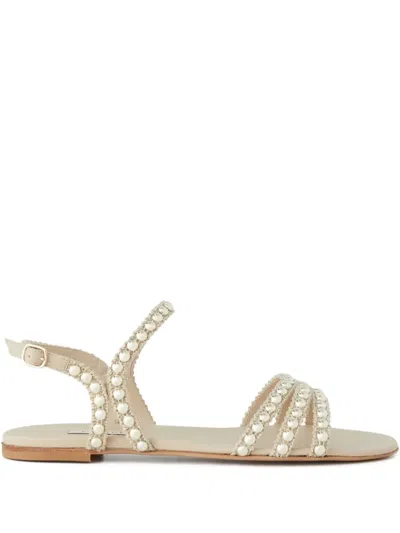 Casadei Embellished Strappy Sandals In Neutral