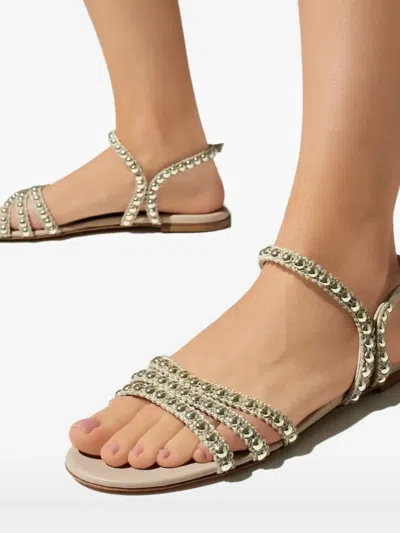 Casadei Embellished Strappy Sandals In Neutral