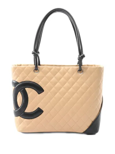 Pre-owned Chanel 2004 Cambon Quilted Shoulder Bag In Neutral