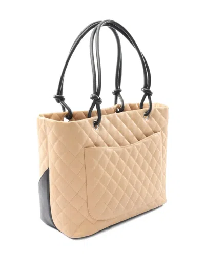 Pre-owned Chanel 2004 Cambon Quilted Shoulder Bag In Neutral