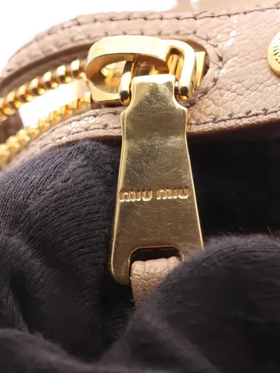 Pre-owned Miu Miu 2000s Madras Leather Tote Bag In Neutral