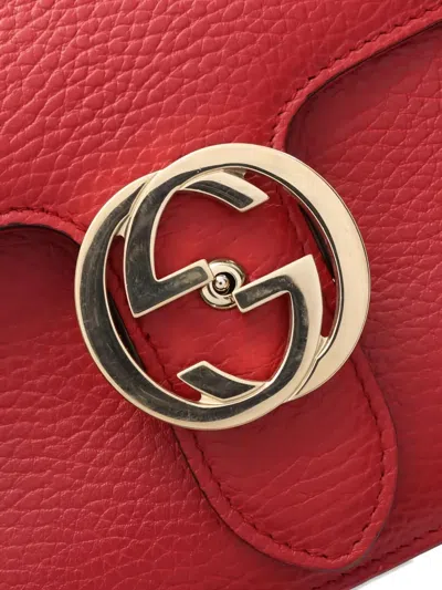 Pre-owned Gucci 2010s Interlocking G Chain Leather Shoulder Bag In Red