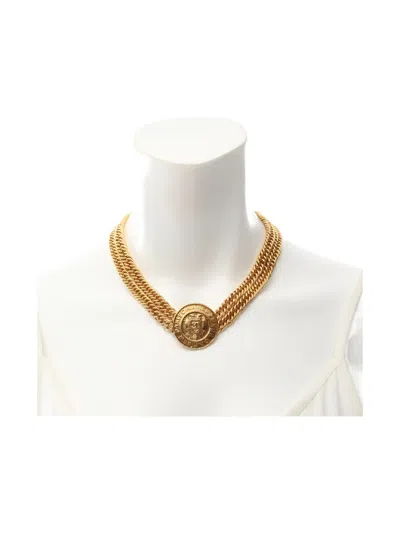 Pre-owned Chanel 1986-1988 Double-chain Coco-mark Necklace In Gold
