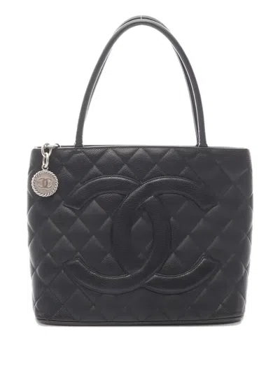 Pre-owned Chanel 2000-2002s Reissue Caviar-leather Tote Bag In Black