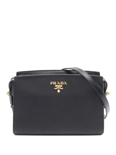 Pre-owned Prada 2010 Saffiano Soft Shoulder Bag In Black