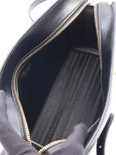 Pre-owned Prada 2010 Saffiano Soft Shoulder Bag In Black