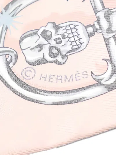 Pre-owned Hermes 2020s C'est La Fete Silk Scarf In Blue