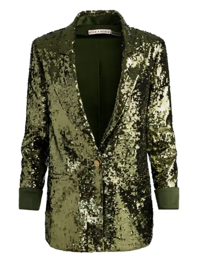 Alice And Olivia Quincy Sequin Blazer In Green