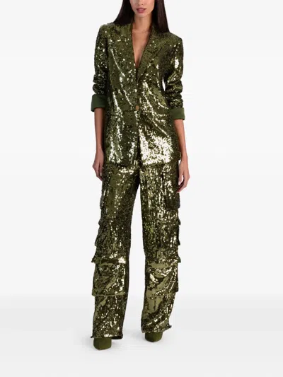 Alice And Olivia Quincy Sequin Blazer In Green