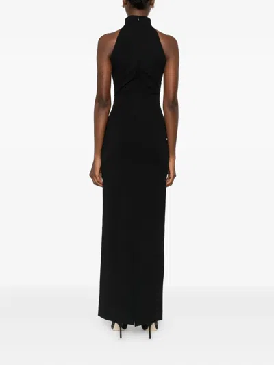Solace London Portia Embellished Halterneck Maxi Dress In Black