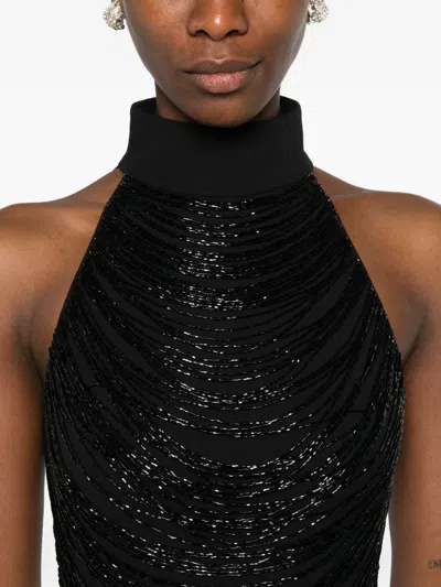 Solace London Portia Embellished Halterneck Maxi Dress In Black