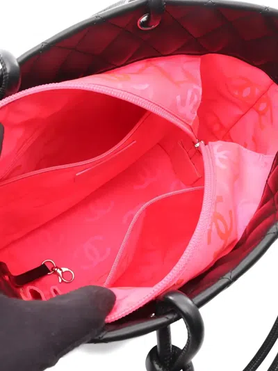 Pre-owned Chanel 2010-2011 Quilted Logo Tote Bag In Black