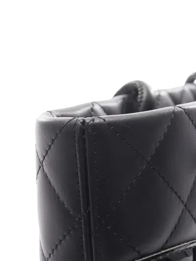 Pre-owned Chanel 2010-2011 Quilted Logo Tote Bag In Black