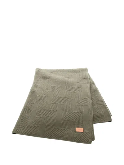 Pre-owned Hermes 2010s Sherwood Geometric Wool Scarf In Green