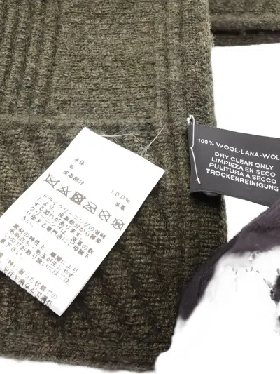 Pre-owned Hermes 2010s Sherwood Geometric Wool Scarf In Green