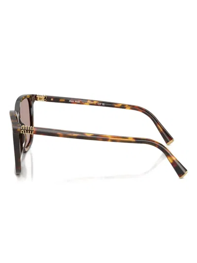 Miu Miu Tortoiseshell-pattern Square-frame Sunglasses In Brown