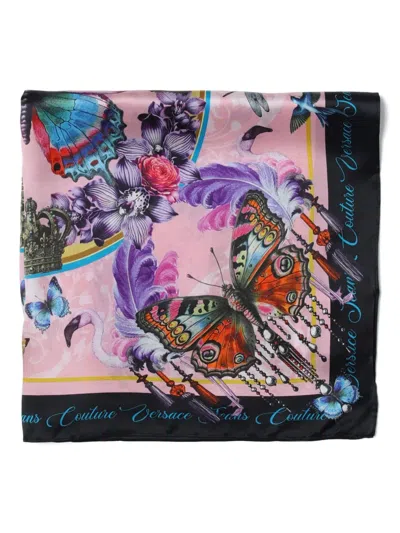Versace Jeans Couture Butterfly-print Scarf In Multi