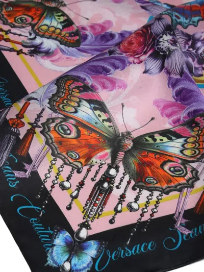 Versace Jeans Couture Butterfly-print Scarf In Multi