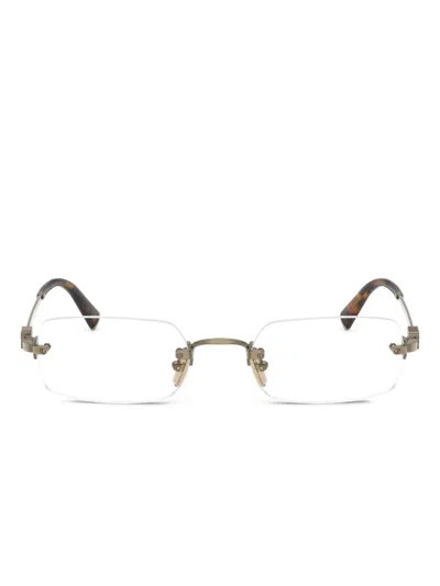 Miu Miu Rectangle-frame Glasses In Gold