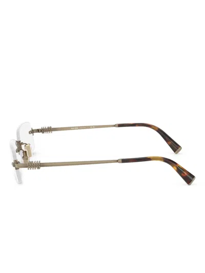 Miu Miu Rectangle-frame Glasses In Gold