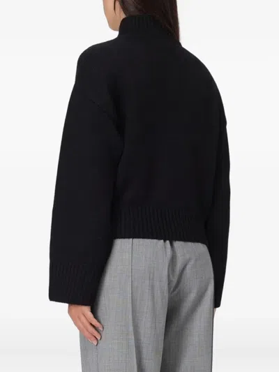 Fabiana Filippi Black Crew Neck Sweater With Luminous Details In Black