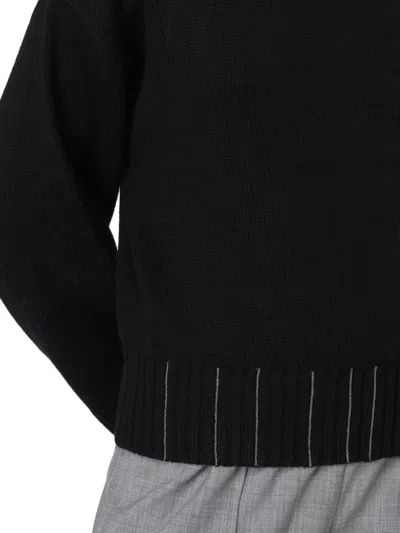 Fabiana Filippi Black Crew Neck Sweater With Luminous Details In Black