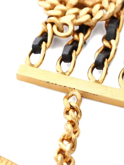 Pre-owned Chanel 1986-1988 Coco Mark Camellia Bracelet In Gold