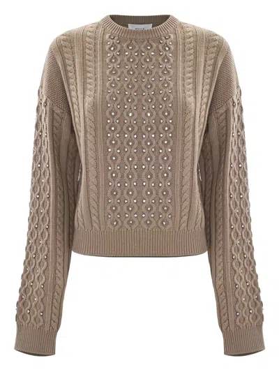 EMILIANA 绞花针织缀饰毛衣