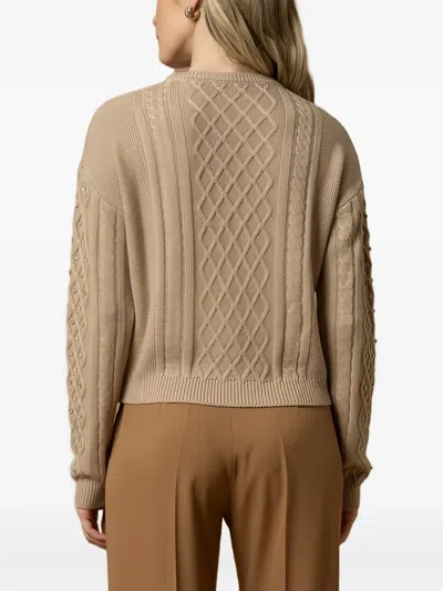 EMILIANA 绞花针织缀饰毛衣