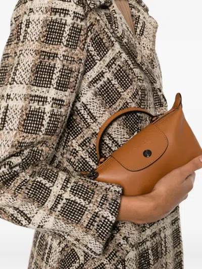 Longchamp Le Pilage Xtra Brown Medium Shoulder Strap With Removable Shoulder Strap And Embossed Lgoo On The Fr In Brown