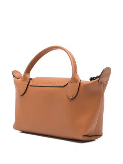 Longchamp Le Pilage Xtra Brown Medium Shoulder Strap With Removable Shoulder Strap And Embossed Lgoo On The Fr In Brown