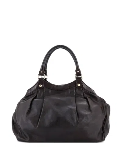 Pre-owned Gucci Sukey Leather Medium Tote Bag In Brown